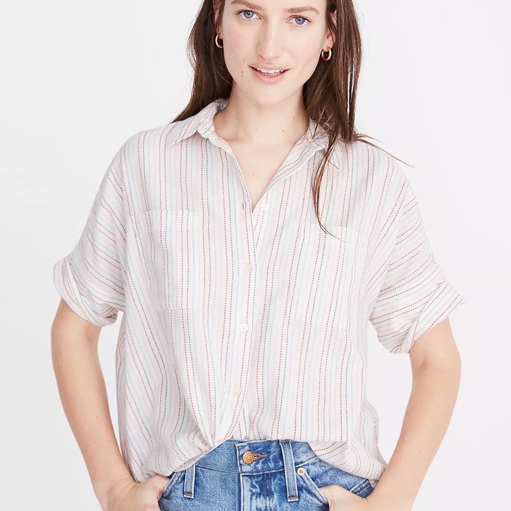Madewell Courier Shirt in Stitched Rainbow Stripe XXS